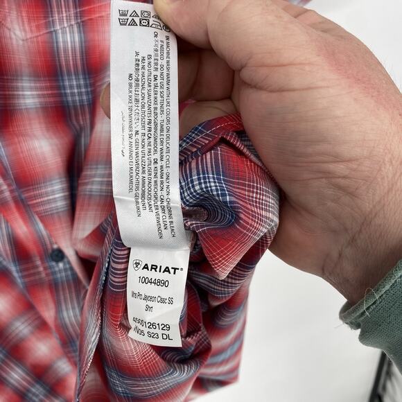 Ariat Men's Pro Jayceon Classic Short Sleeve Button Plaid Shirt Size L - Picture 7 of 10